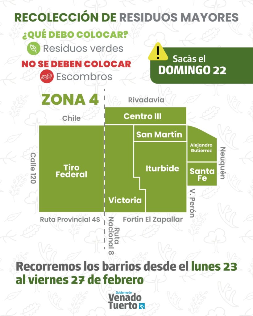 Recolección de residuos verdes y de obra- Zona 4