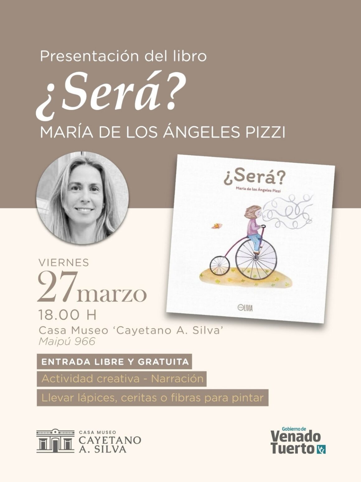 La escritora María de los Ángeles Pizzi presenta su libro “¿Será?” en la Casa Museo