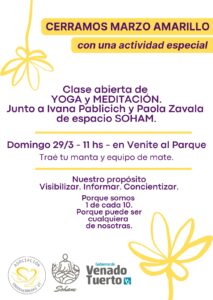 Venite al Parque: “Marzo Amarillo” de las Endoguerreras con clase de Yoga y Meditación