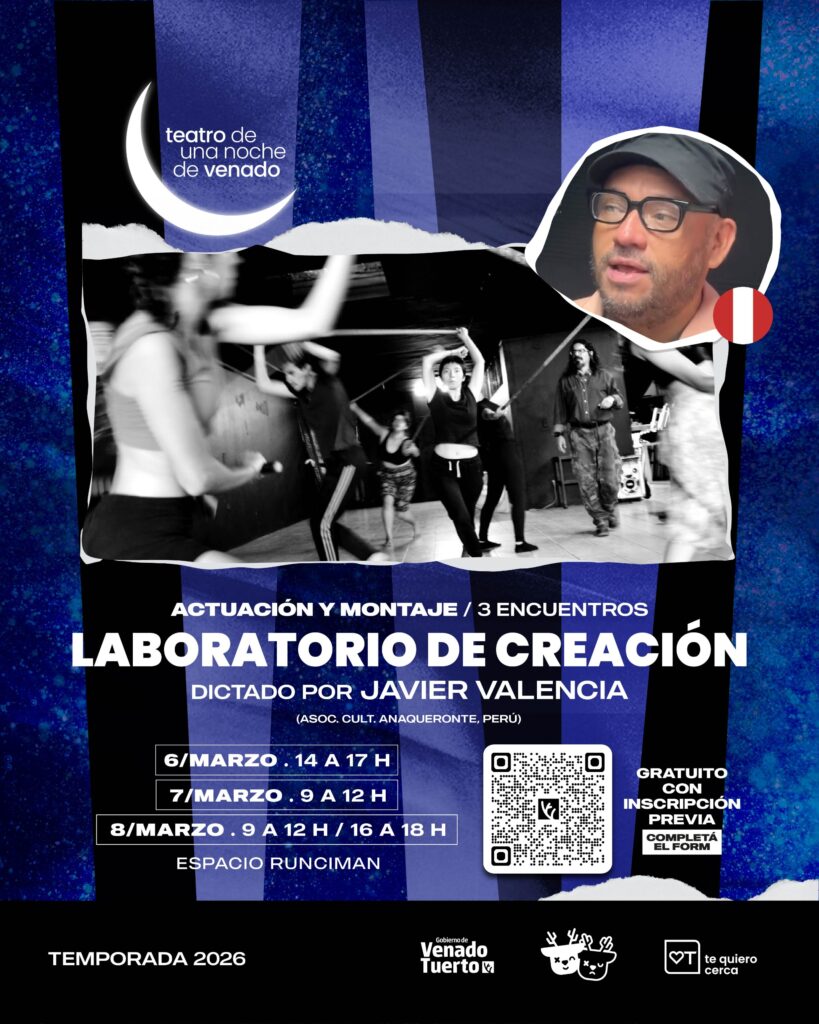 “Teatro de una Noche de Venado”: Capacitación gratuita sobre “Laboratorio de creación-actuación y montaje”