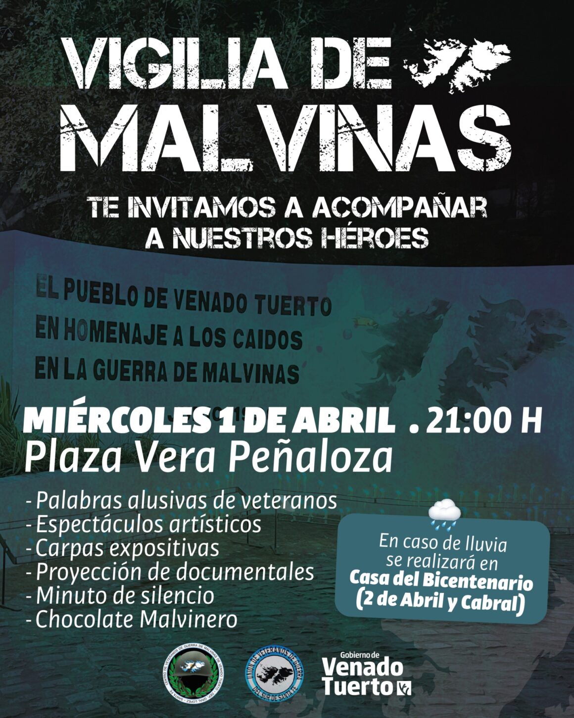 Vigilia para acompañar a nuestros héroes a 44 años de la Gesta de Malvinas