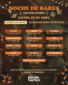 Noche de Bares: Llega la edición “Otoño” a la ciudad