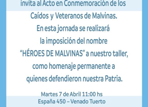 Invitación a la prensa. Memoria y soberanía en la EET 483: el taller escolar llevará el nombre “Héroes de Malvinas»