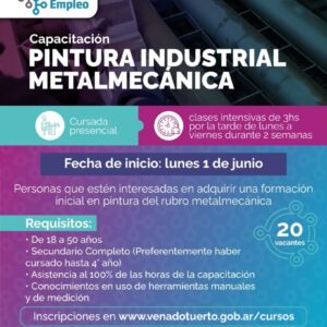 Convocatoria para capacitación en Pintura Industrial Metalmecánica a través de “Conecta Empleo”