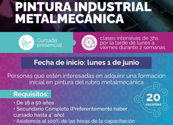 Convocatoria para capacitación en Pintura Industrial Metalmecánica a través de “Conecta Empleo”