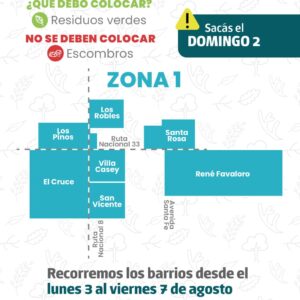 Recolección de residuos mayores Zona 1 domingo 2 de agosto