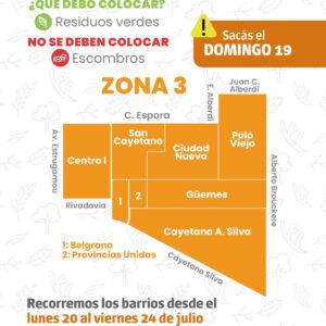 Recolección de residuos mayores Zona 3 domingo 19 de julio